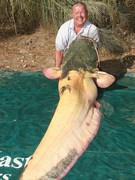 英男子捕获世界最大白化鲶鱼：长2.4米重93公斤